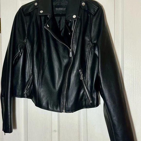 Eloquii Black Faux Leather Moto Jacket - Picture 3 of 5
